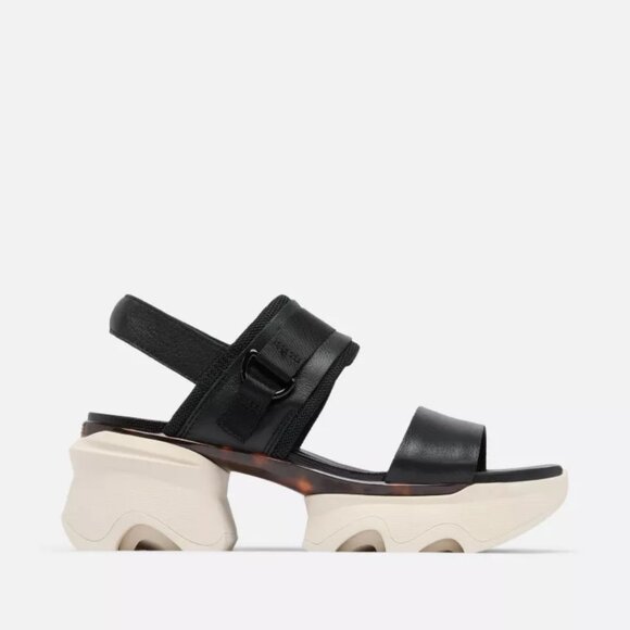 Sorel KINETIC Impact Slingback Heel Women's Sandal in Black/Chalk - Picture 1 of 11